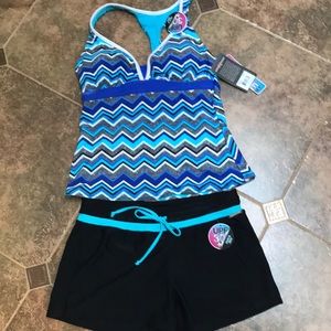Tankini swim top and matching swim shorts